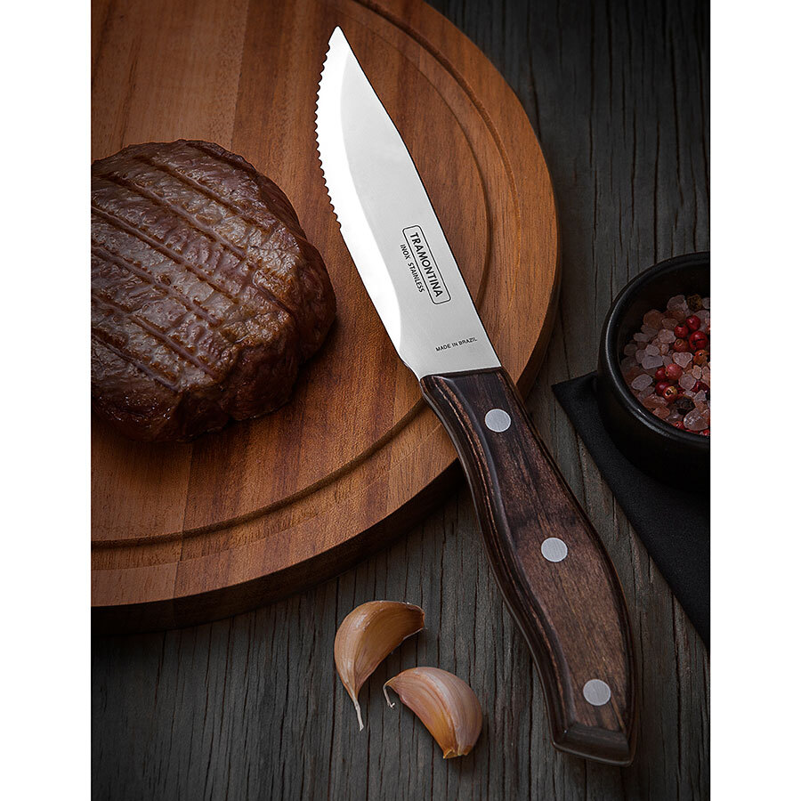 Tramontina 18/10 Stainless Steel Swan Jumbo Polywood Steak Knife Black Handle