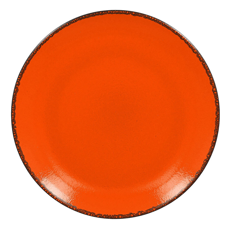 Rak Fire Vitrified Porcelain Orange Round Flat Coupe Plate 24cm