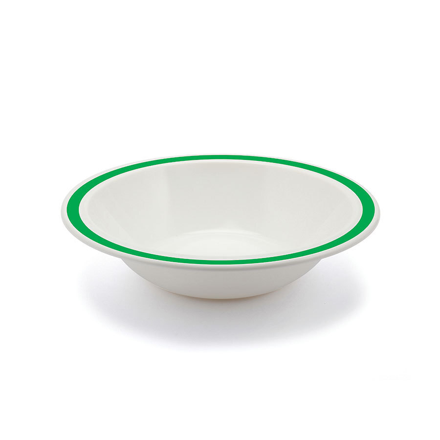 Harfield Duo Polycarbonate White Round Narrow Emerald Green Rim Bowl 17.3cm