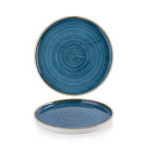 Churchill Stonecast Vitrified Porcelain Java Blue Round Walled Plate 21cm