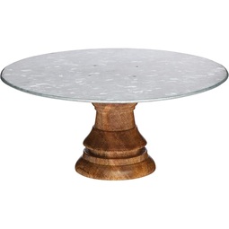 Industrial Kitchen Galvinised Steel & Mango Wood Footed Cake Stand