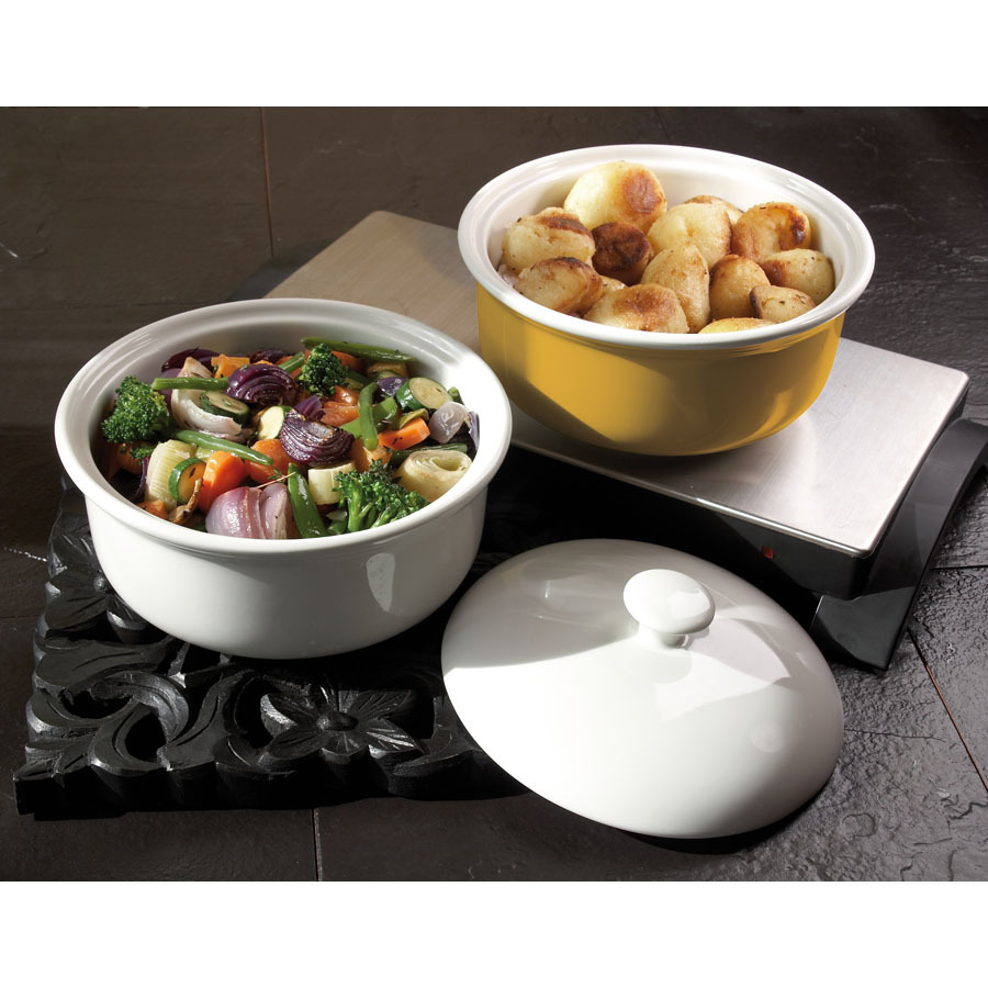 Steelite Simplicity Cookware Vitrified Porcelain White Round Casserole Dish 3ltr