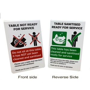 Mileta Social Distancing Sign - Table Ready / Not Ready For Service Freestanding Tent Notice Rigid Plastic 150x100x90mm