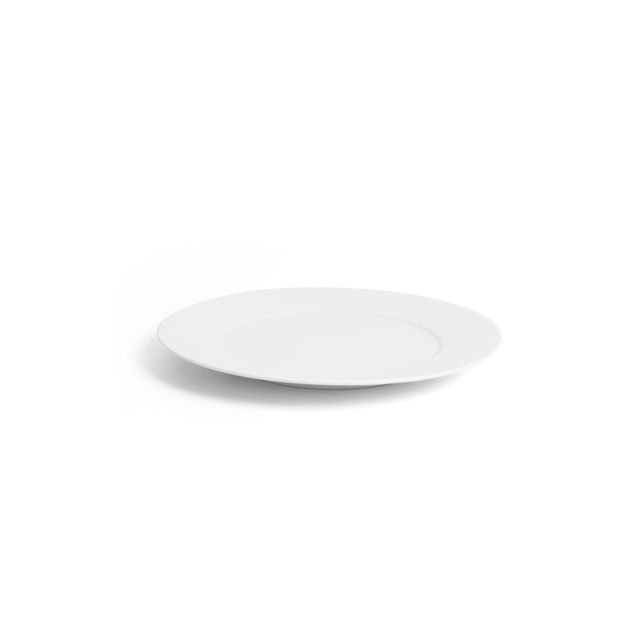 Crème Esprit Vitrified Porcelain White Round Wide Rim Fine Plate 22cm