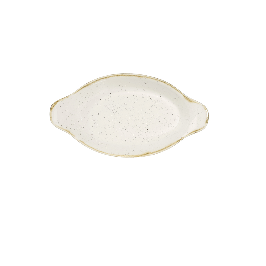 Churchill Stonecast Vitrified Porcelain Barley White Oval Eared Dish 23.2x12.5cm 38cl 13.4oz