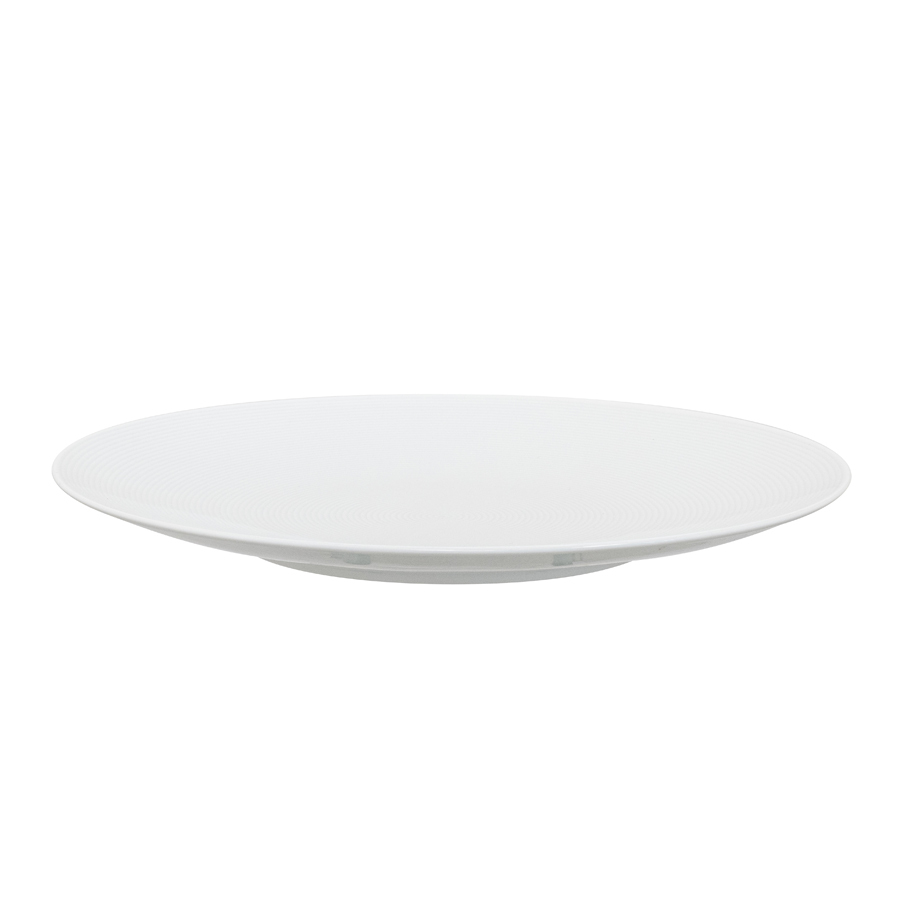 Astera Circuit Vitrified Porcelain White Oval Coupe Plate 33 cm