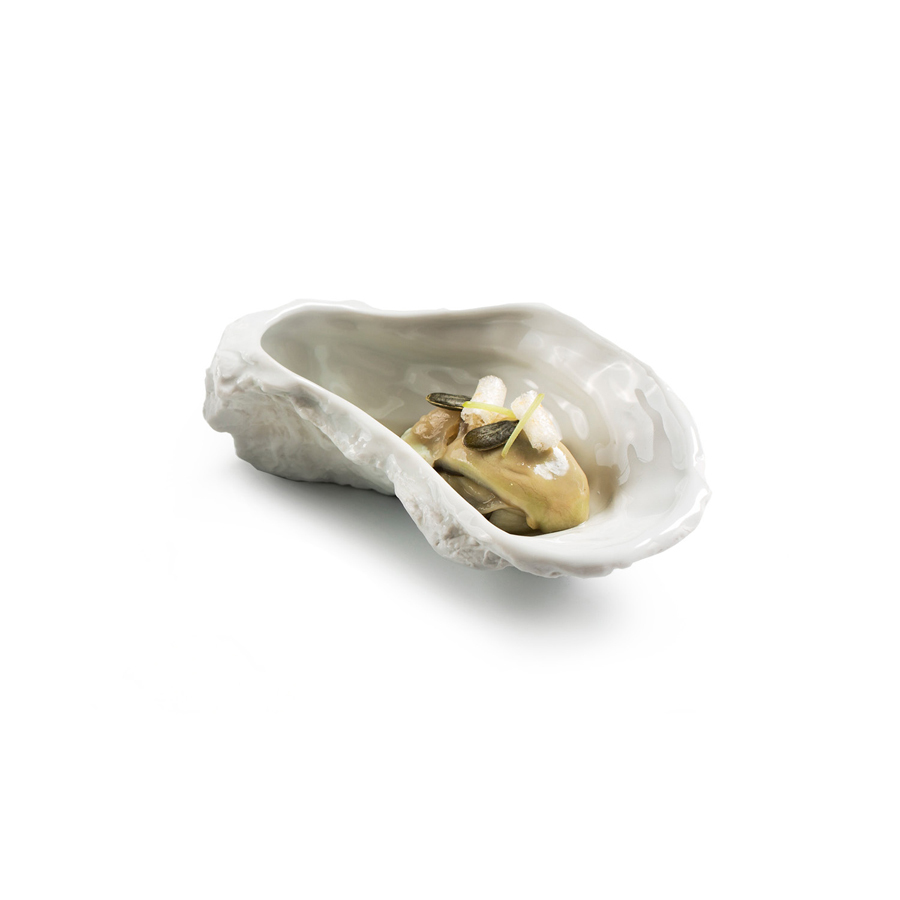 Pordamsa Mediterranean Textures Porcelain Gloss/Matte White Oyster Shell Bowl 12cm 65ml