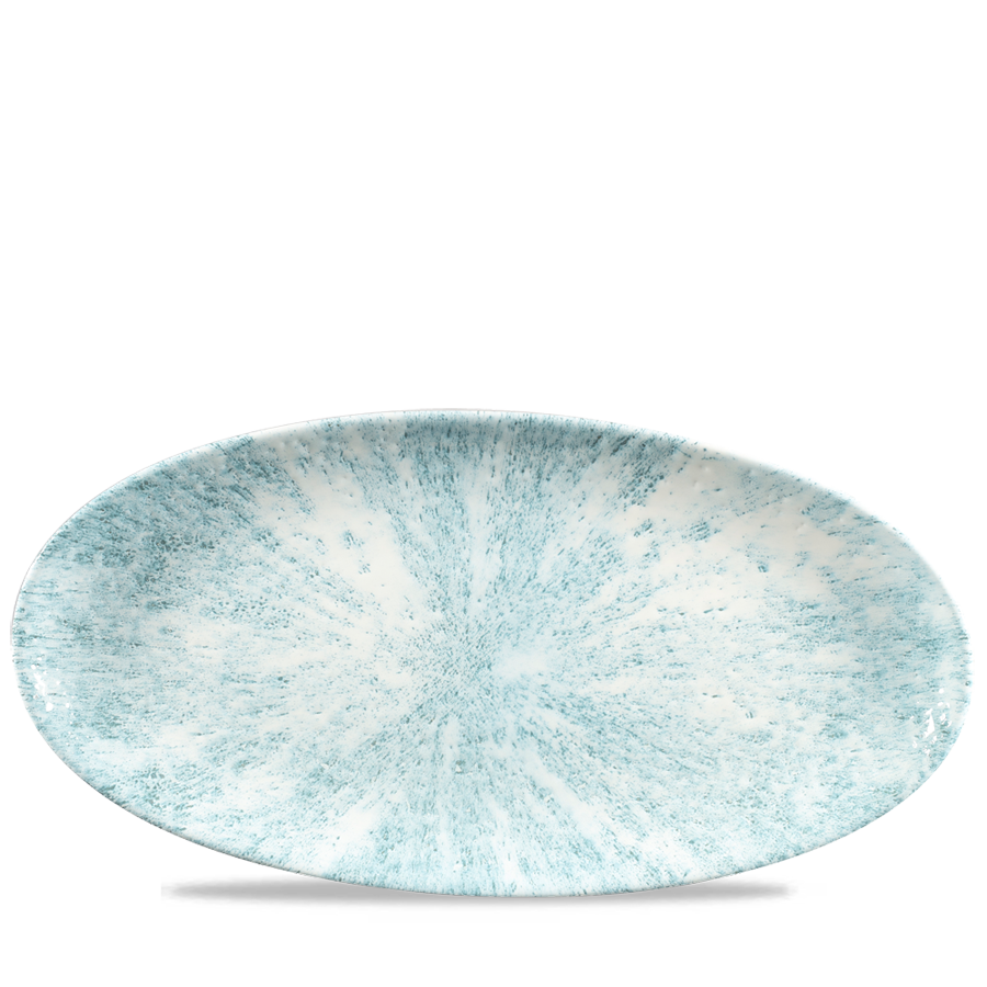 Churchill Studio Prints Stone Vitrified Porcelain Aquamarine Chefs Oval Plate 34.7x17.3cm
