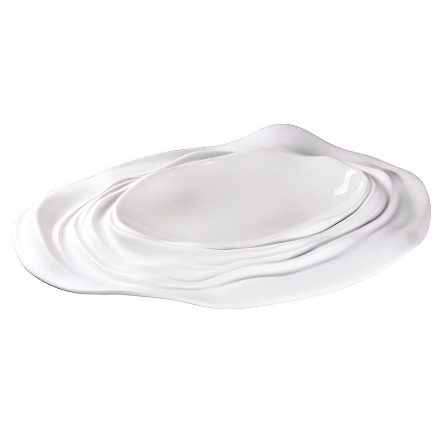 Pordamsa Barcelona Porcelain Gloss/Matte White Organic Oval Plate 33cm