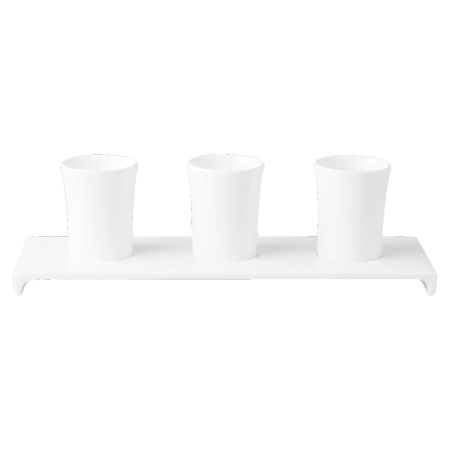 Rak Allspice Juniper Vitrified Porcelain White Rectangular Tray For 3 Cups 30x11cm