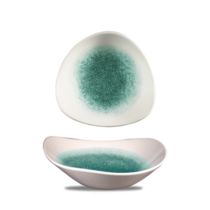 Churchill Studio Prints Raku Vitrified Porcelain Jade Green Triangular Bowl 18.5cm 37cl 13oz