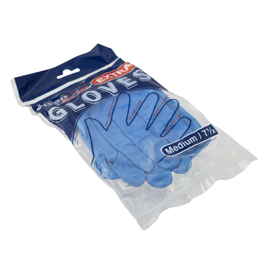Household Gloves Pair Blue Rubber Medium