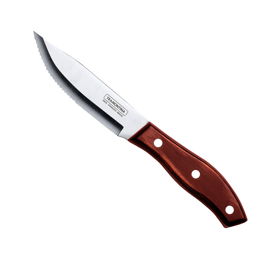 Tramontina 18/10 Stainless Steel Swan Jumbo Polywood Steak Knife Red Handle