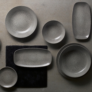 Dudson Evo Origins Vitrified Porcelain Natural Grey Chefs Oblong Plate 35.5x18.9cm