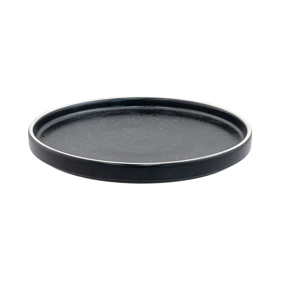 Artisan Coal Vitrified Stoneware Black Round Stacking Plate 20cm