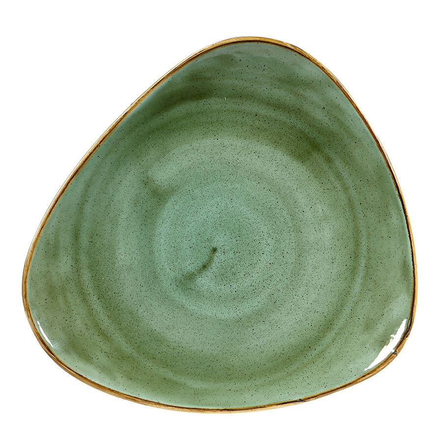 Churchill Stonecast Vitrified Porcelain Samphire Green Triangular Plate 31.1cm