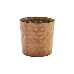 Genware Round Copper Vintage Stainless Steel Hammered Serving Cup 8.5x8.5cm 42cl/14.8oz