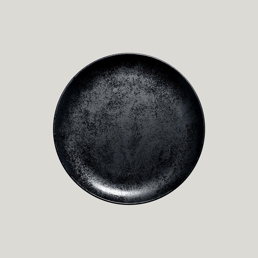 Rak Karbon Vitrified Porcelain Black Round Flat Coupe Plate 27cm
