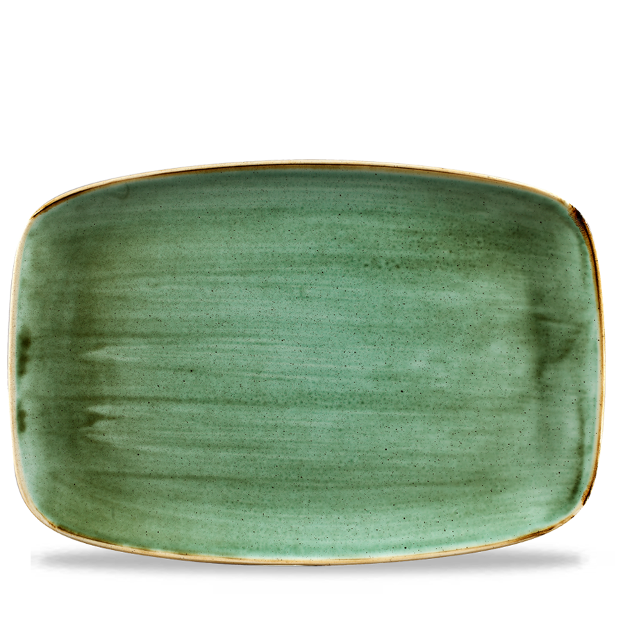 Churchill Stonecast Vitrified Porcelain Samphire Green Chefs Oblong Plate 34.4x23.4cm