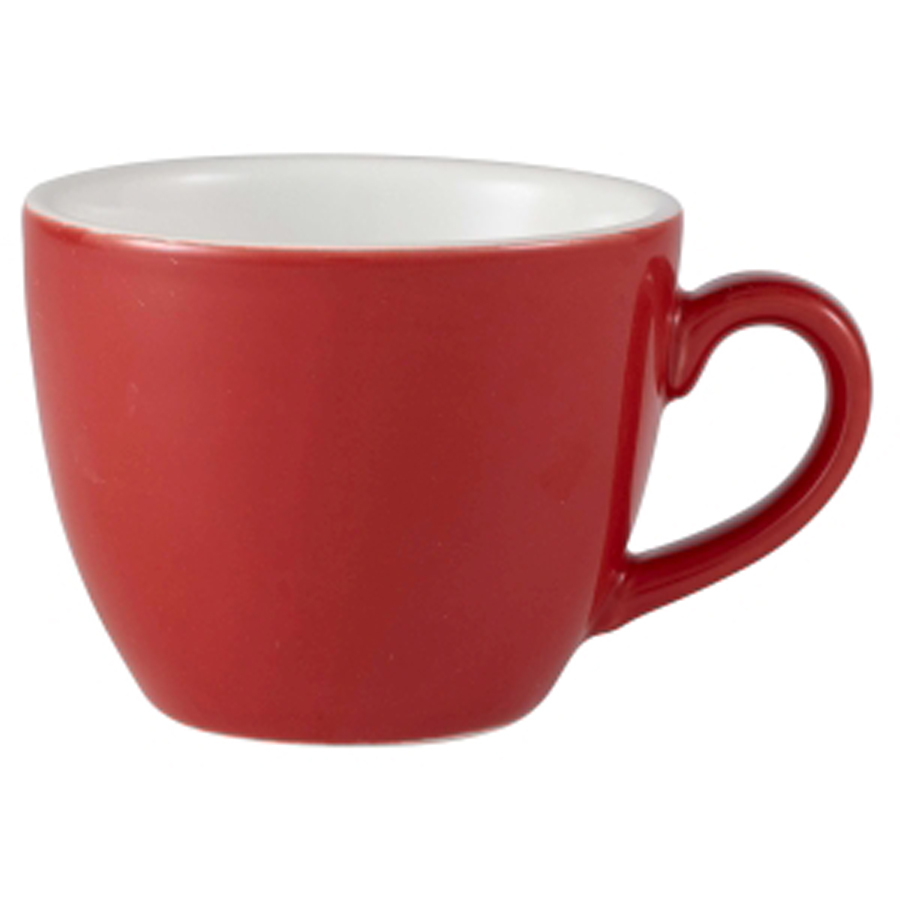 Genware Coloured Beverage Porcelain Red Bowl Shaped Cup 9cl 3oz