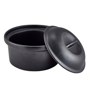 Genware Forge Stoneware Black Round Casserole Dish 20x10cm 1.5 Litre 53oz