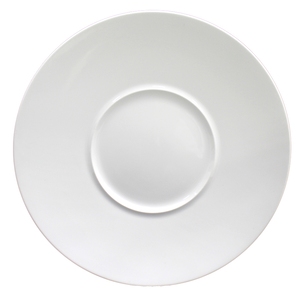 Astera Style Vitrified Porcelain White Round Wide Rimmed Plate 28cm