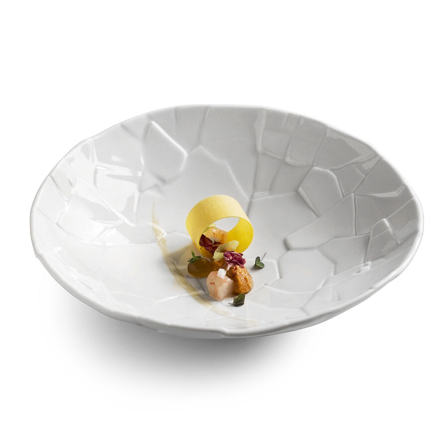 Pordamsa Trencadis Porcelain Gloss/Matte White Round Salad Bowl 25cm 800ml