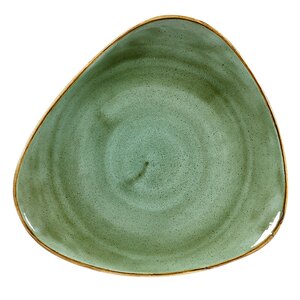 Churchill Stonecast Vitrified Porcelain Samphire Green Triangular Plate 26.5cm