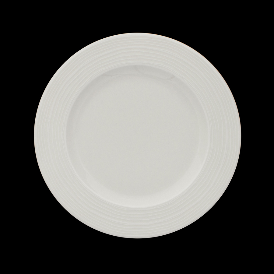 Crème Rousseau Vitrified Porcelain White Round Rim Plate 25.4cm