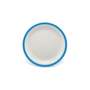 Harfield Duo Polycarbonate White Round Narrow Blue Rim Plate 17cm