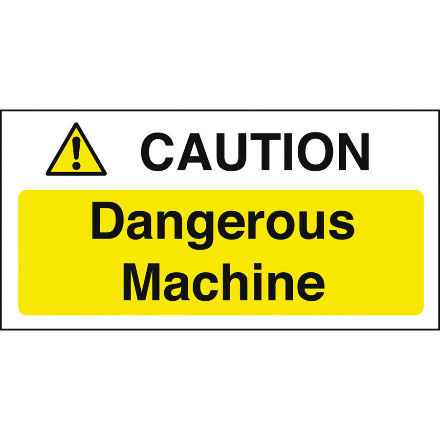 Mileta Warning Sign Self Adhesive Vinyl  - Caution Dangerous Machine 20 x 10cm