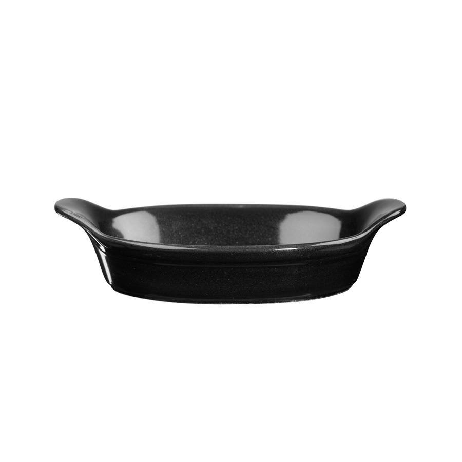 Churchill Cookware Vitrified Porcelain Metallic Black Round Eared Dish 18x15cm 30cl 10.6oz