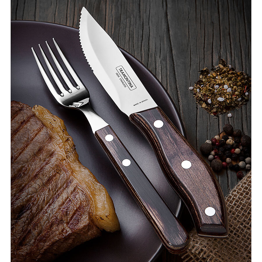 Swan Jumbo Polywood Steak Knife, Light Black Handle