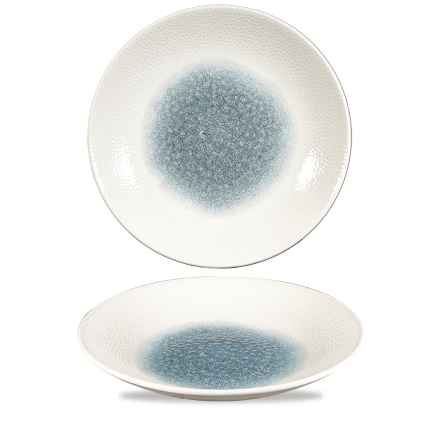 Churchill Isla Vitrified Porcelain Raku Topaz Blue Round Deep Coupe Plate 28.1cm 11 Inch