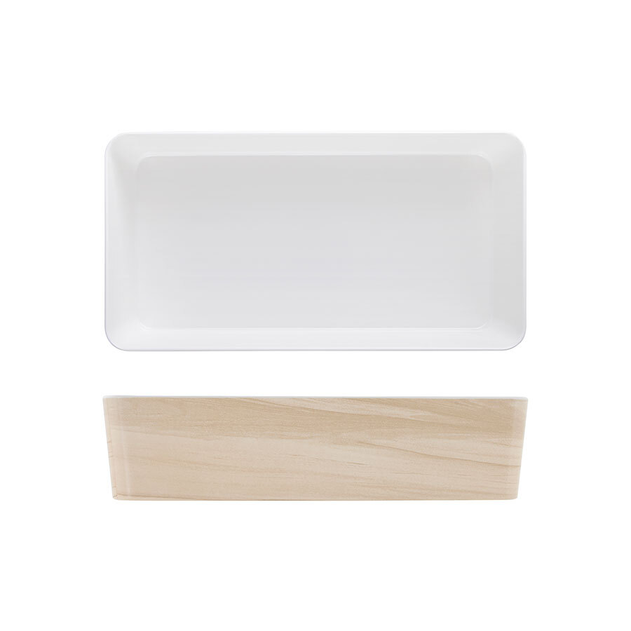 Creative Tokyo Melamine White Oak Rectangular Bento Box 348x180x90mm 3.8 Litre