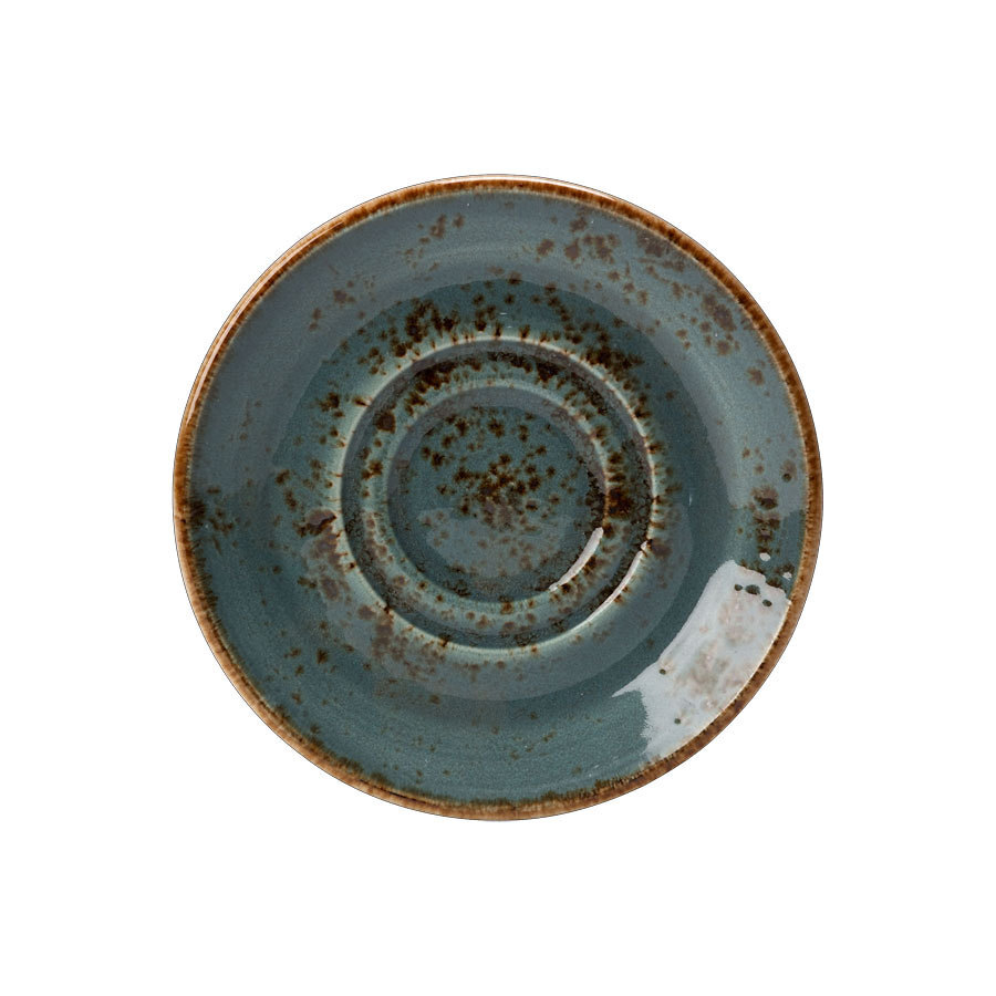 Steelite Craft Vitrified Porcelain Blue Round Saucer Double Well Slimline 16.5cm