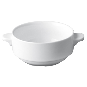 Superwhite Porcelain Round Lugged Stacking Soup Bowl 28cl 10oz