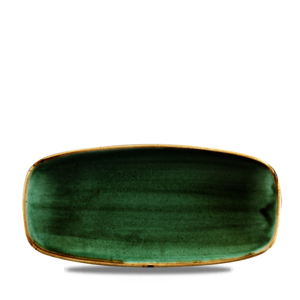Churchill Stonecast Vitrified Porcelain Samphire Green Chefs Oblong Plate 26.9x12.7cm