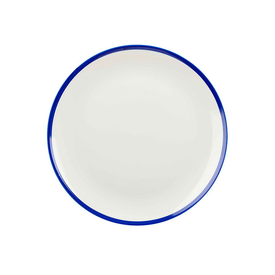 Churchill Retro Blue Vitrified Porcelain White Round Intermediate Coupe Plate 26cm