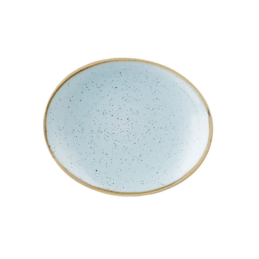 Churchill Stonecast Vitrified Porcelain Duck Egg Blue Oval Coupe Plate 19.2x16cm