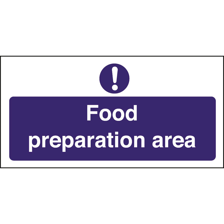 Mileta Kitchen Food Safety Sign Self Adhesive Vinyl 100 x 200mm - Food Preparation Area