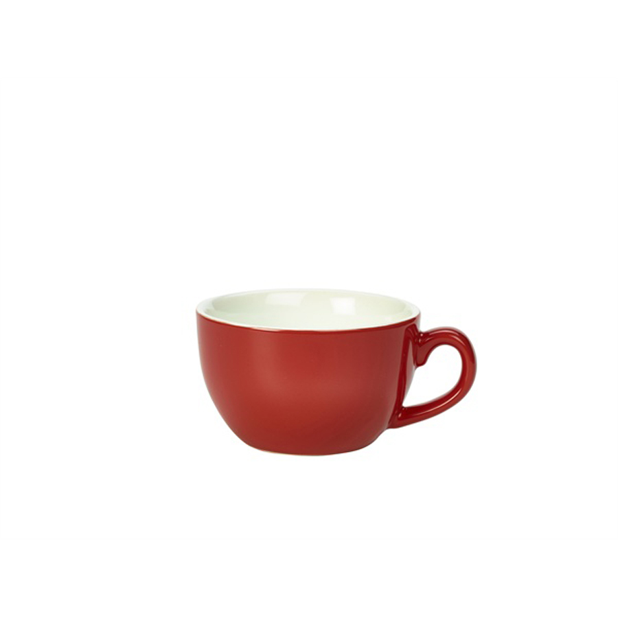 Genware Coloured Beverage Porcelain Red Bowl Shaped Cup 25cl 8.75oz