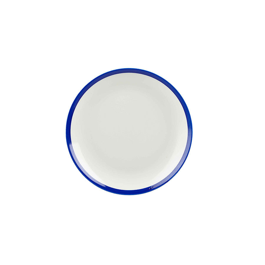 Churchill Retro Blue Vitrified Porcelain White Round Small Coupe Plate 16.5cm