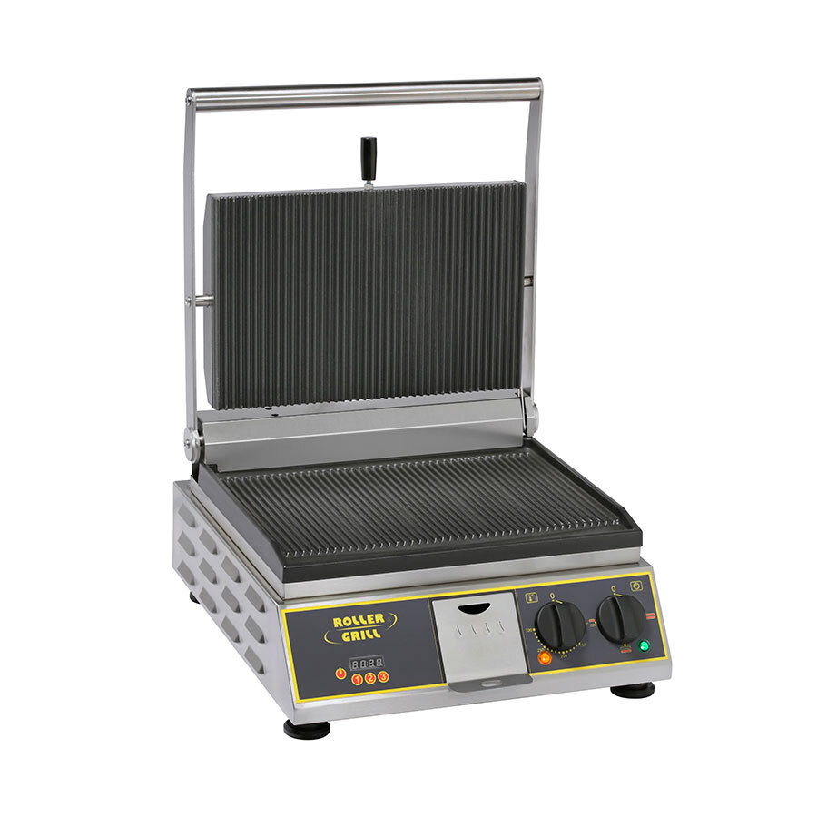 Roller Grill Le Premium Single Contact Grill - Ribbed Top & Ribbed Bottom Plates