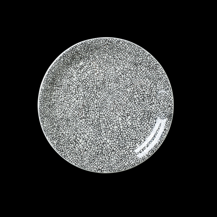 Steelite Ink Crackle Vitrified Porcelain Black Round Coupe Plate 20.25cm