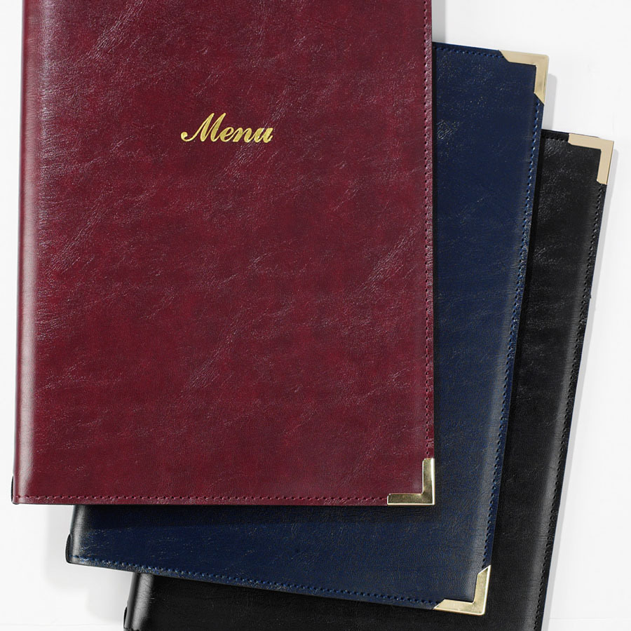 Carrick Oxford A5 Menu Cover Burgundy 4 Sides To View