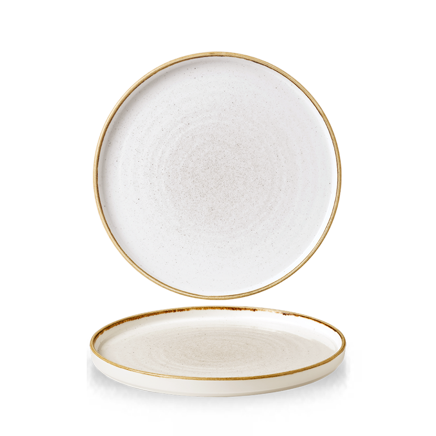 Churchill Stonecast Vitrified Porcelain Barley White Round Walled Plate 21x2cm