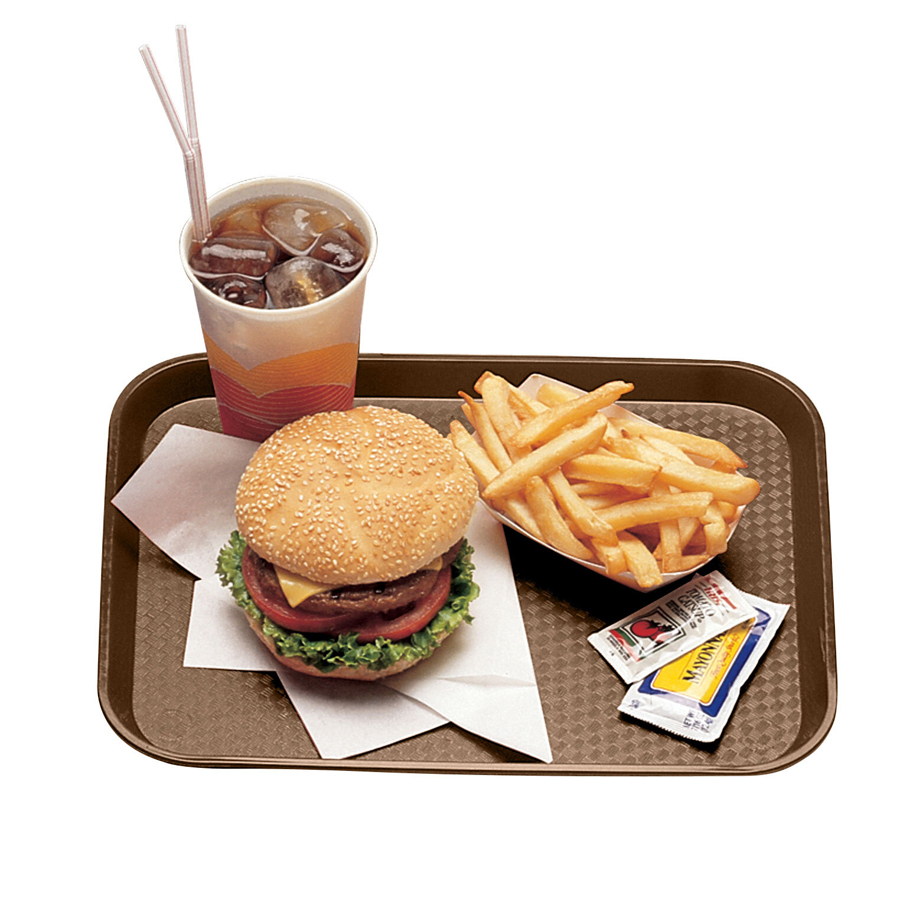 Tray Fast Food Brown Oblong Poly 34.5 x 26.5cm
