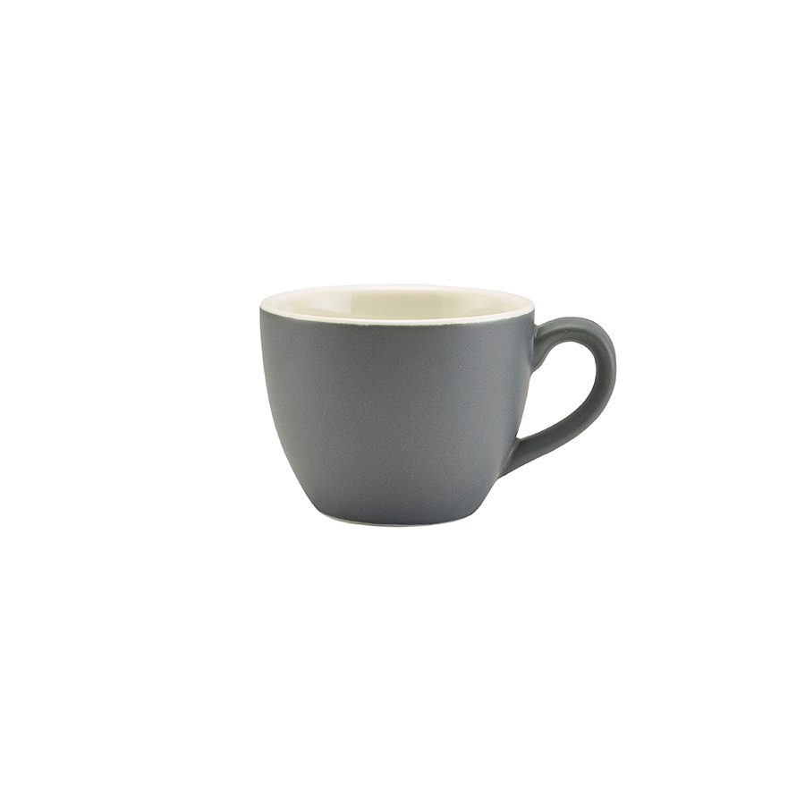Genware Coloured Beverage Porcelain Matte Grey Bowl Shaped Cup 9cl 3oz