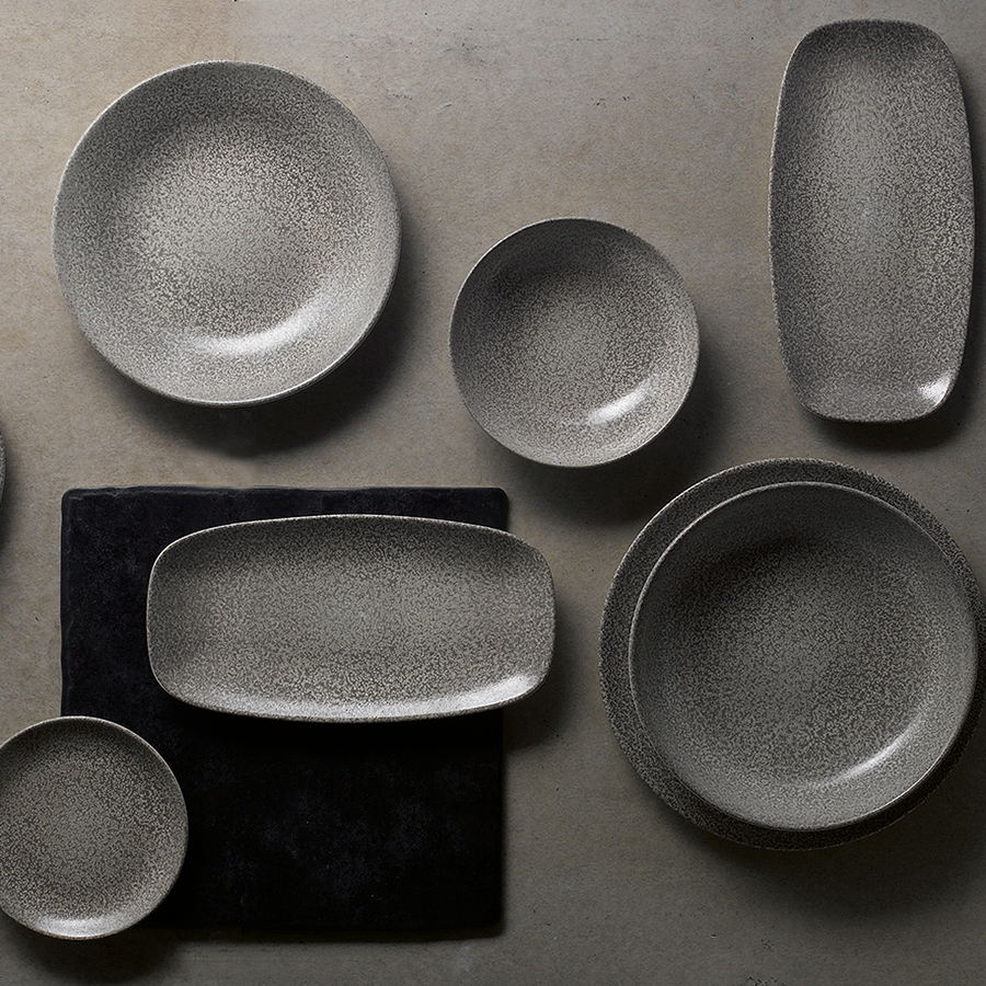 Dudson Evo Origins Vitrified Porcelain Natural Grey Chefs Oblong Plate 29.8x15.3cm